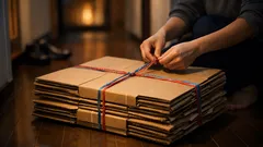 段ボールの４の字縛りでほどけない束にする方法を６ステップで解説