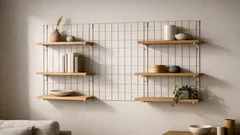 ダイソーのウォールインテリアネットで作る北欧風の壁面収納棚、賃貸でも穴が目立ちにくい